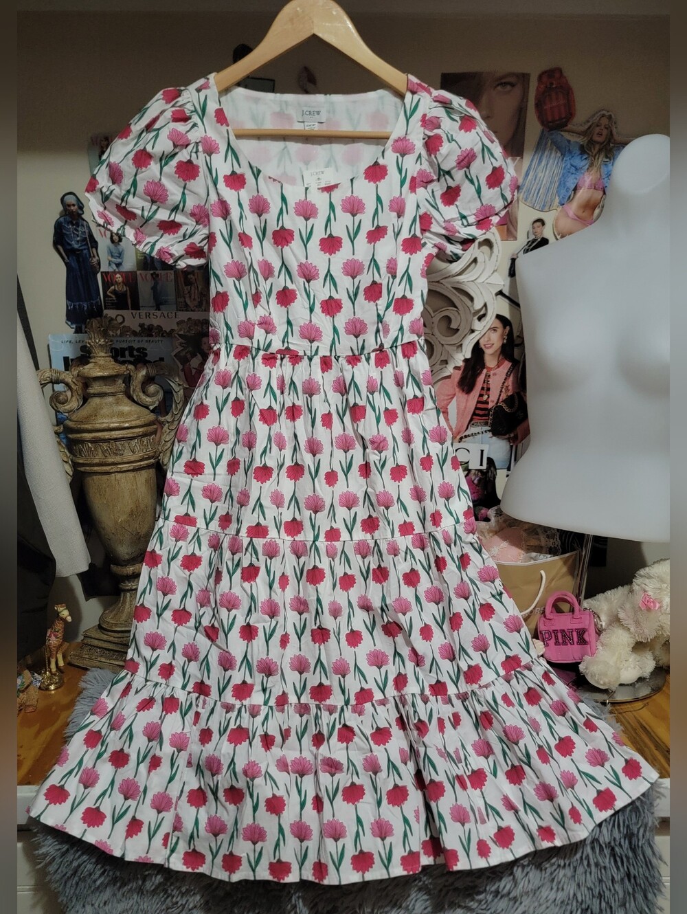 NWT J. Crew Floral Tiered Poplin Midi Dress 00